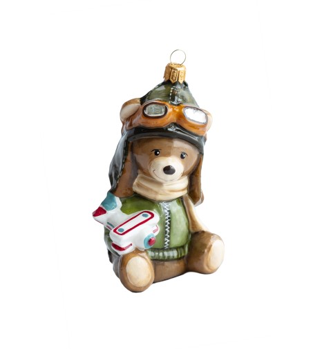 Мишка-пилот в зеленом бомбере